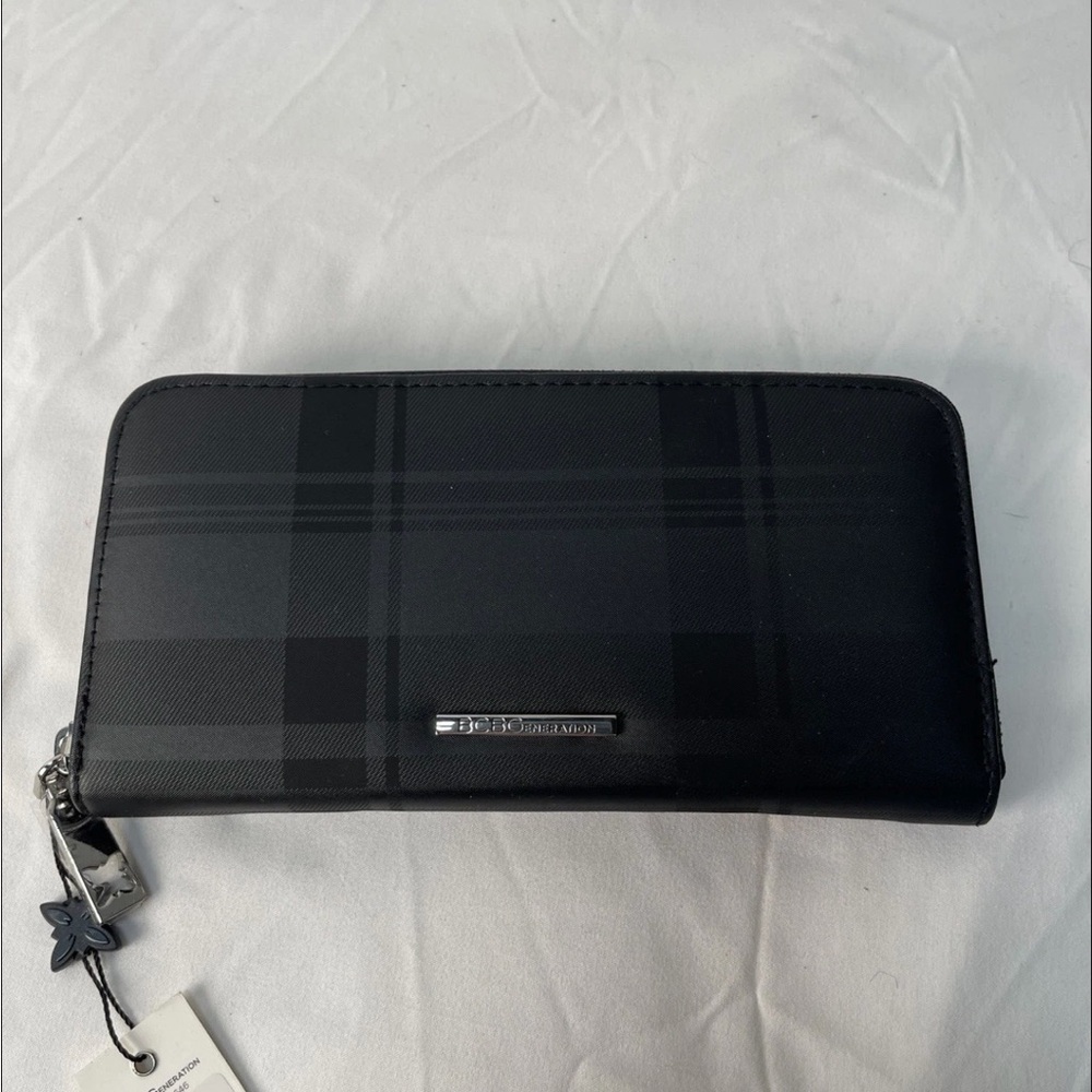 BCBG Black-on-Black Plaid Allison Wallet ~ NWT